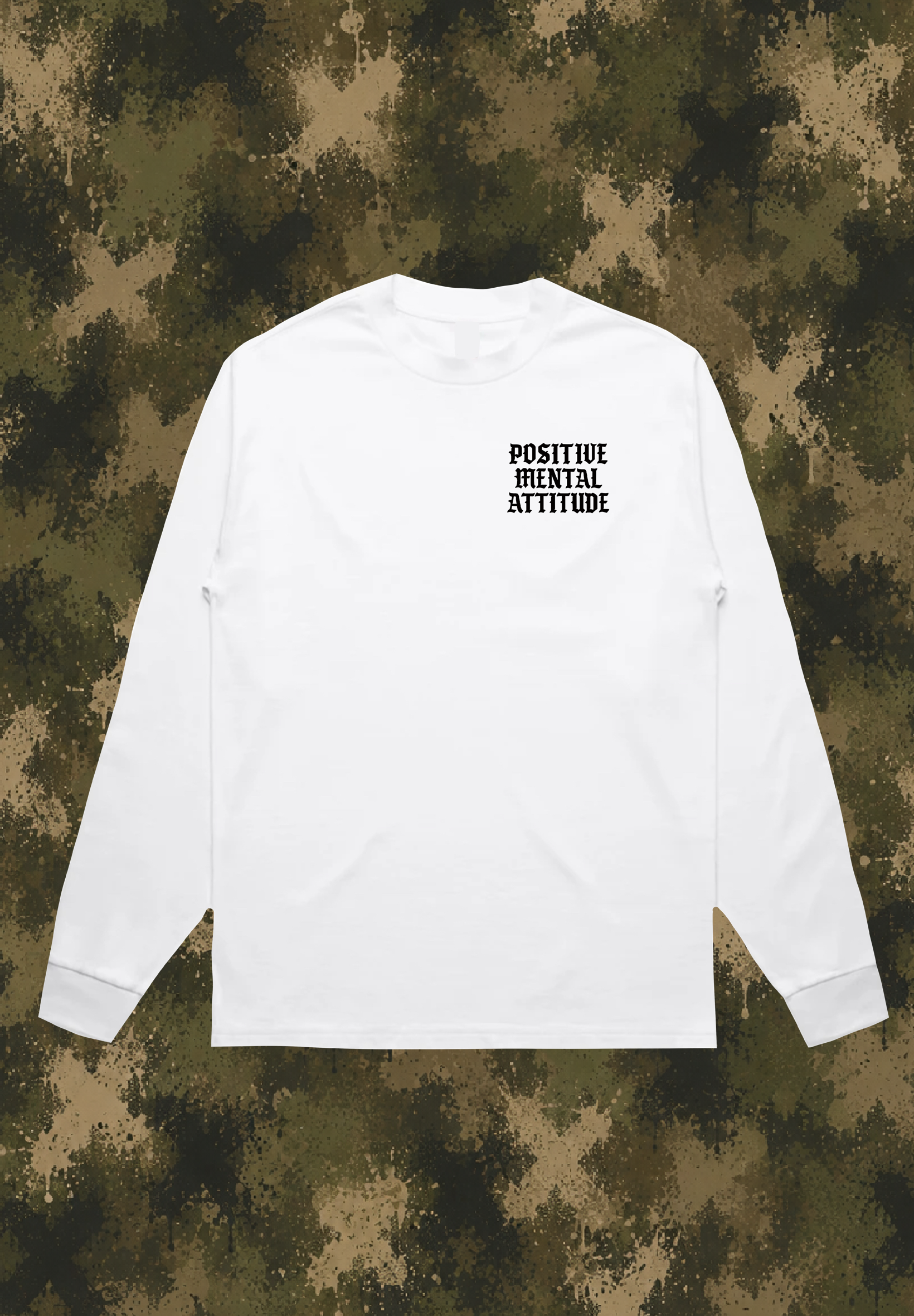 LONG SLEEVE TEE WHITE POSITIVE MENTAL ATTITUDE
