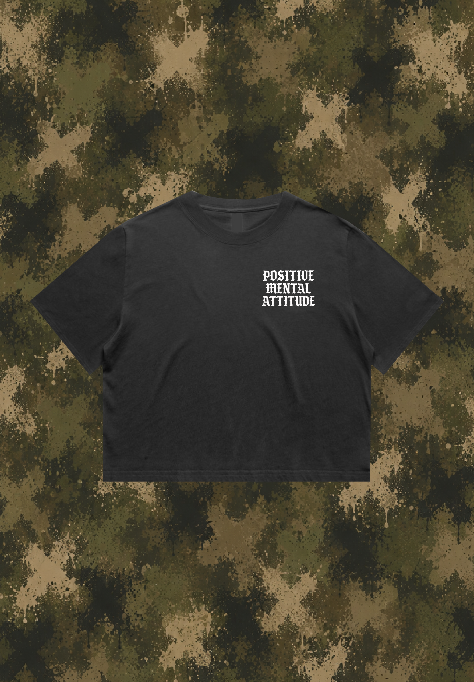 CROP TEE FADED BLACK POSITIVE MENTAL ATTITUDE