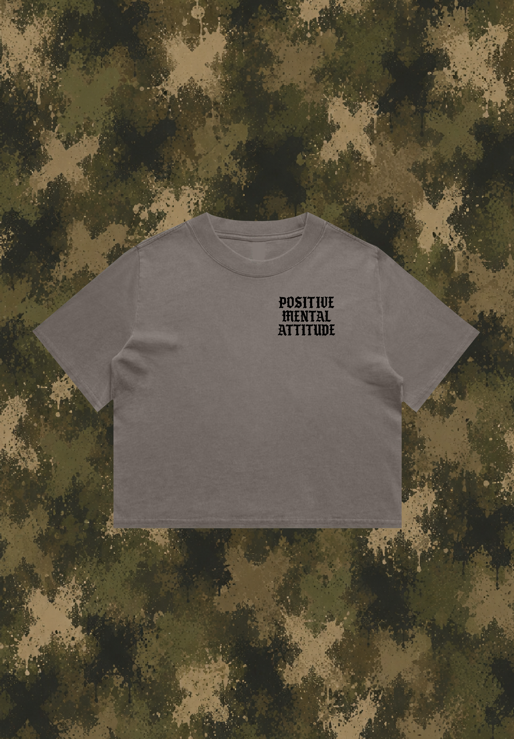 CROP TEE FADED GREY POSITIVE MENTAL ATTITUDE