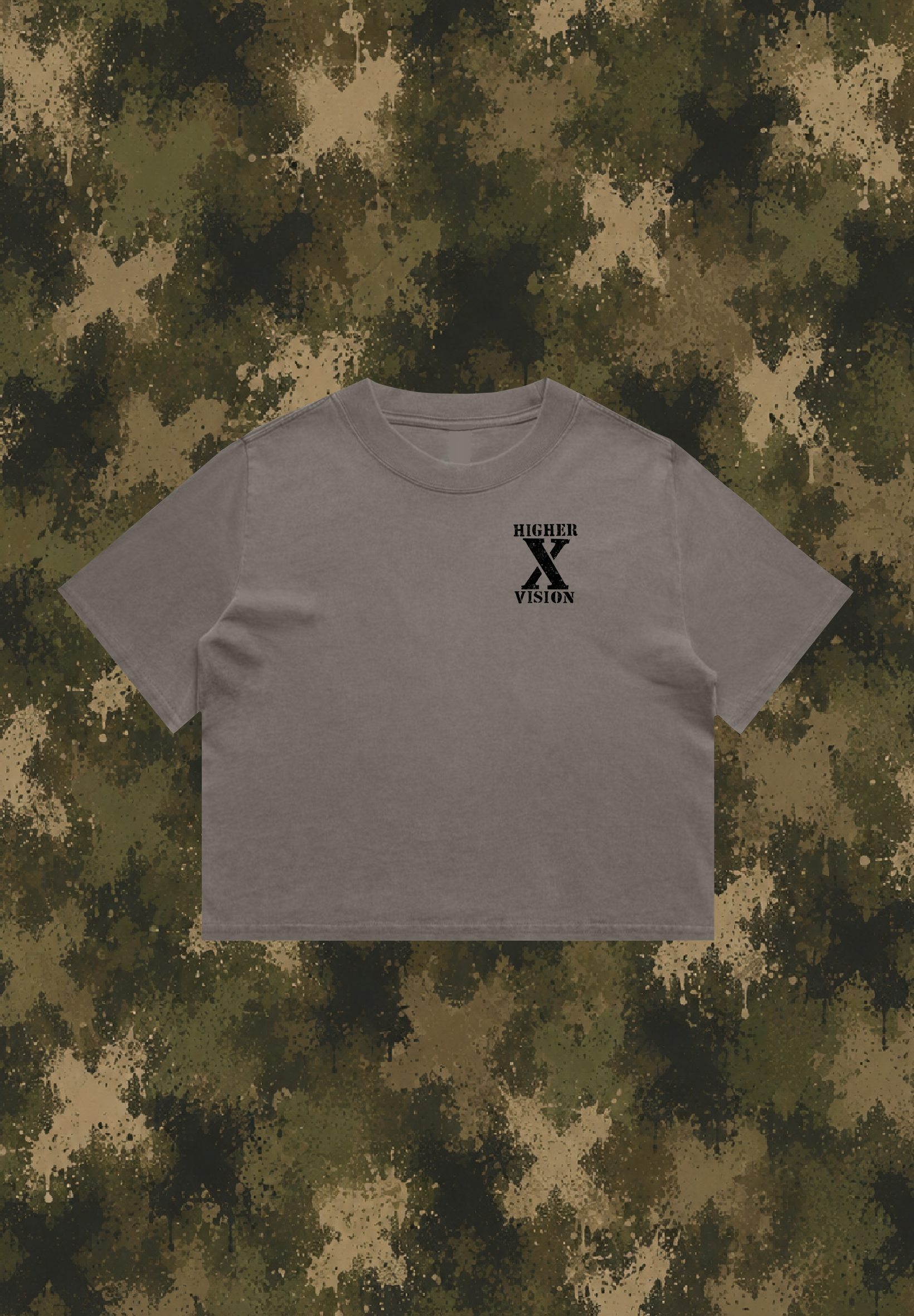 CROP TEE FADED GREY X