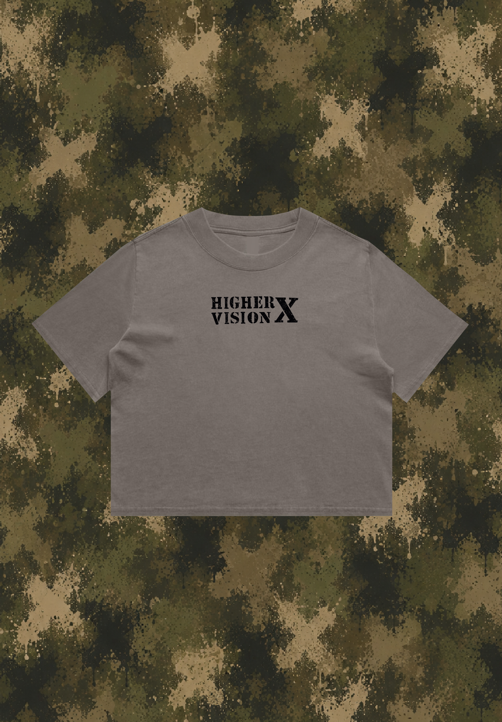 CROP TEE FADED GREY HIGHER VISION X
